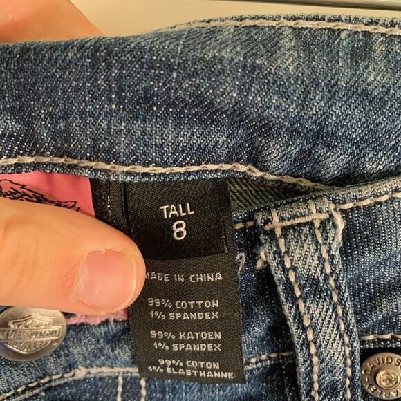 Harley Davidson Jeans Women's 8 Tall Medium Wash Denim Bedazzled Mid Rise Cotton - Picture 6 of 11